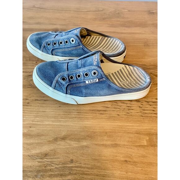 Taos EZ Soul Women's Size 7 Shoes Blue Wash Canvas Slip On Mule Sneakers - Picture 4 of 15